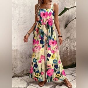 Boho Floral Print Wide-Leg Jumpsuit